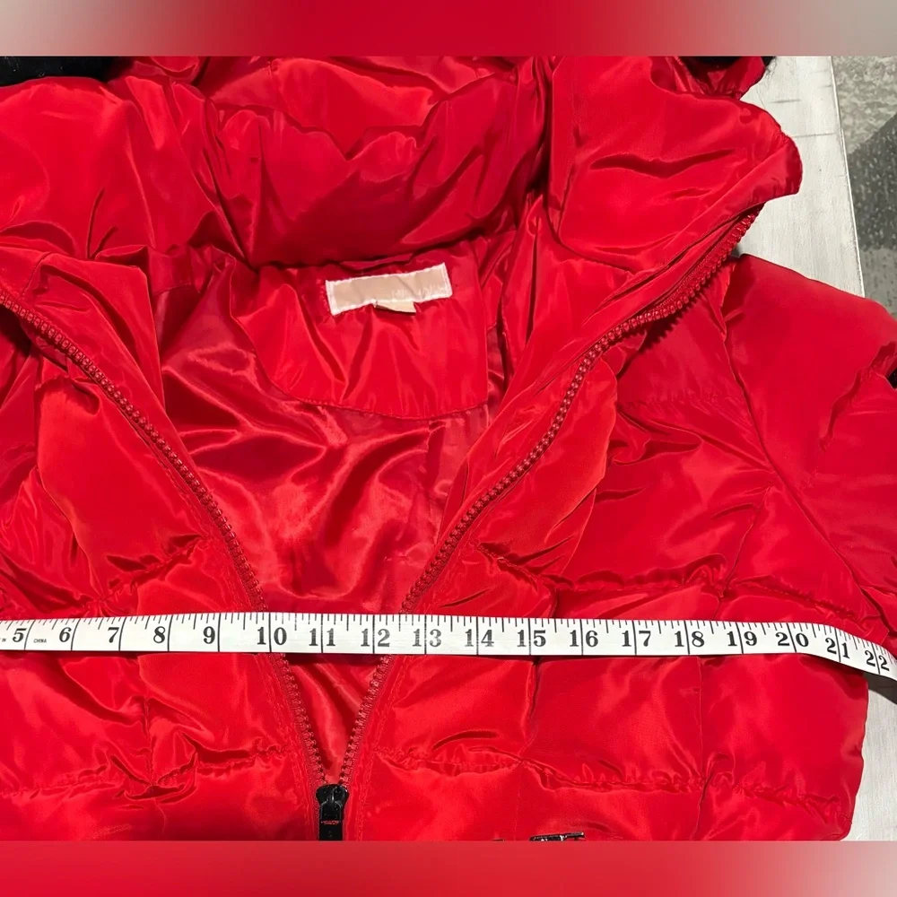 Michael Michael Kors Red Belted Long Puffer Coat Sz. Medium